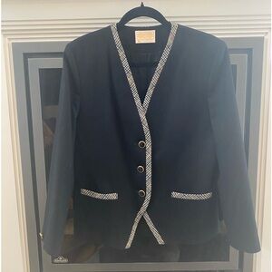 Vintage Women’s Classic Pendleton Pure Virgin Wool Black  Plead Accent Blazer